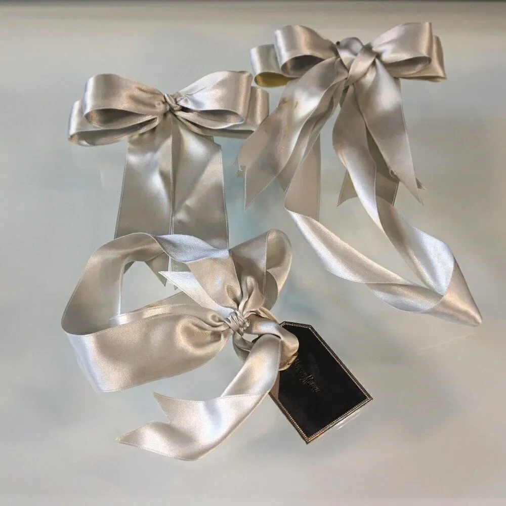 Neiman Marcus Gift Wrap 3 Ribbon Bows With Metal Gift Tag Given From The Heart
